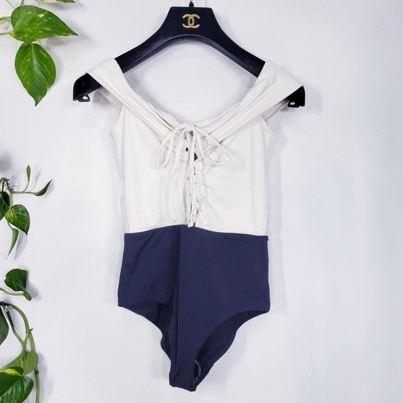 NWT L*Space Anja Off Shoulder Lace Up One Piece XS - Picture 4 of 14